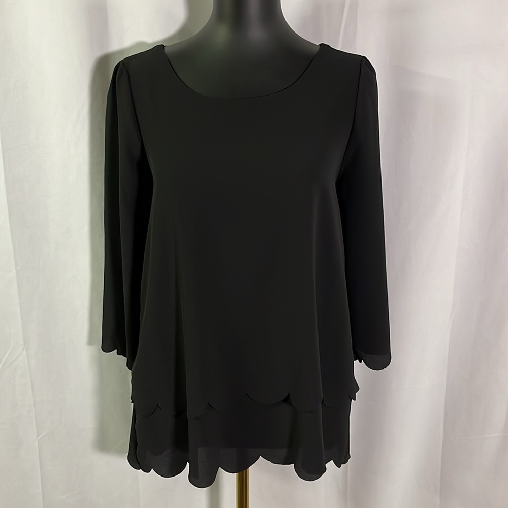 Papermoon Black Scalloped Open Back Blouse - Picture 2 of 16